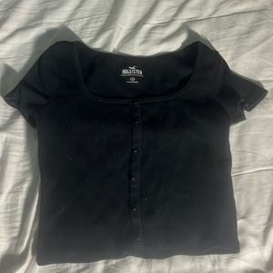 Hollister ribbed buttoned square neck shirt